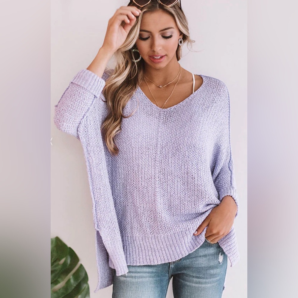 LOVE ME LIKE YOU MEAN IT KNIT SWEATER IN LAVENDER Size S/M